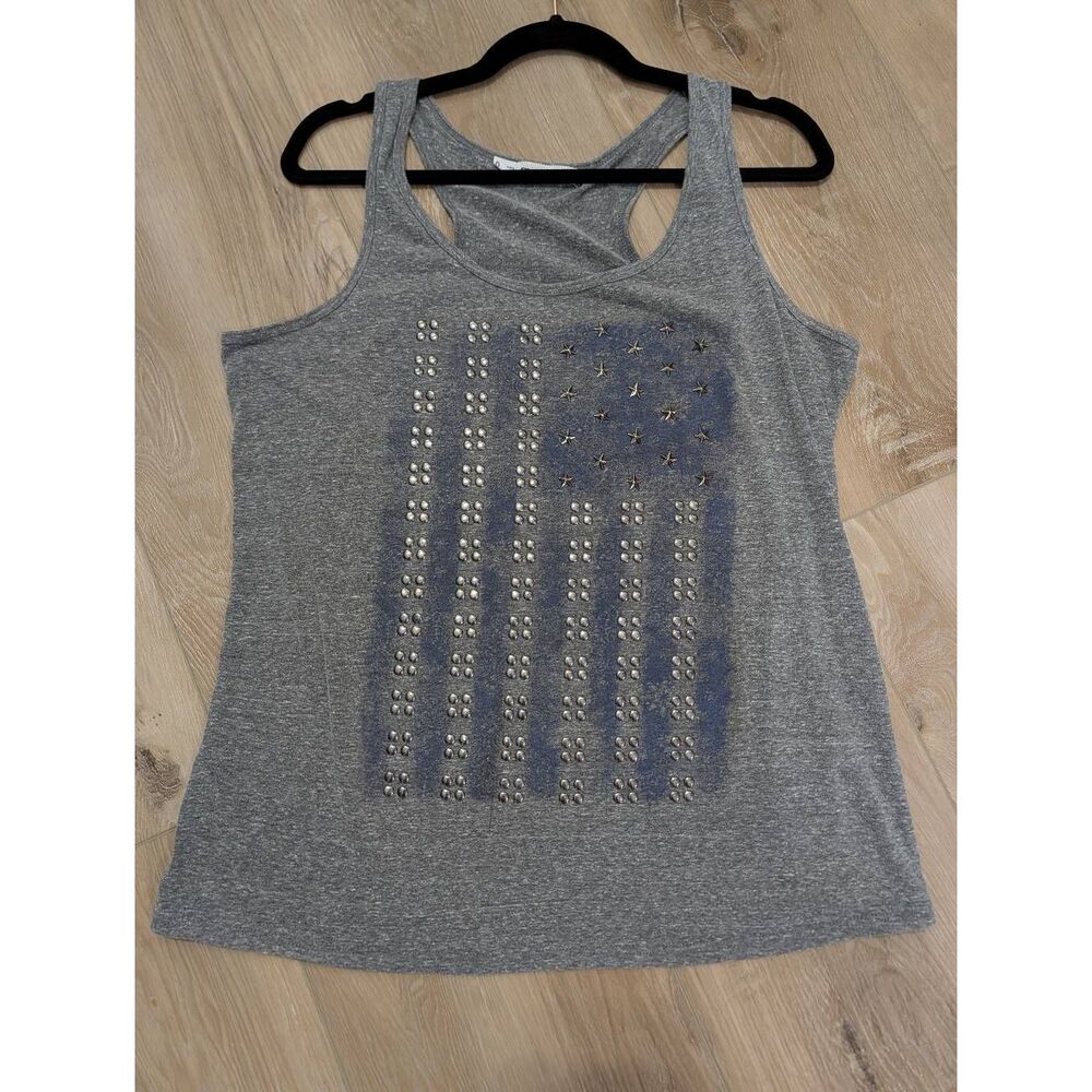 Gray Studded Flag Racerback Tank Top - Women